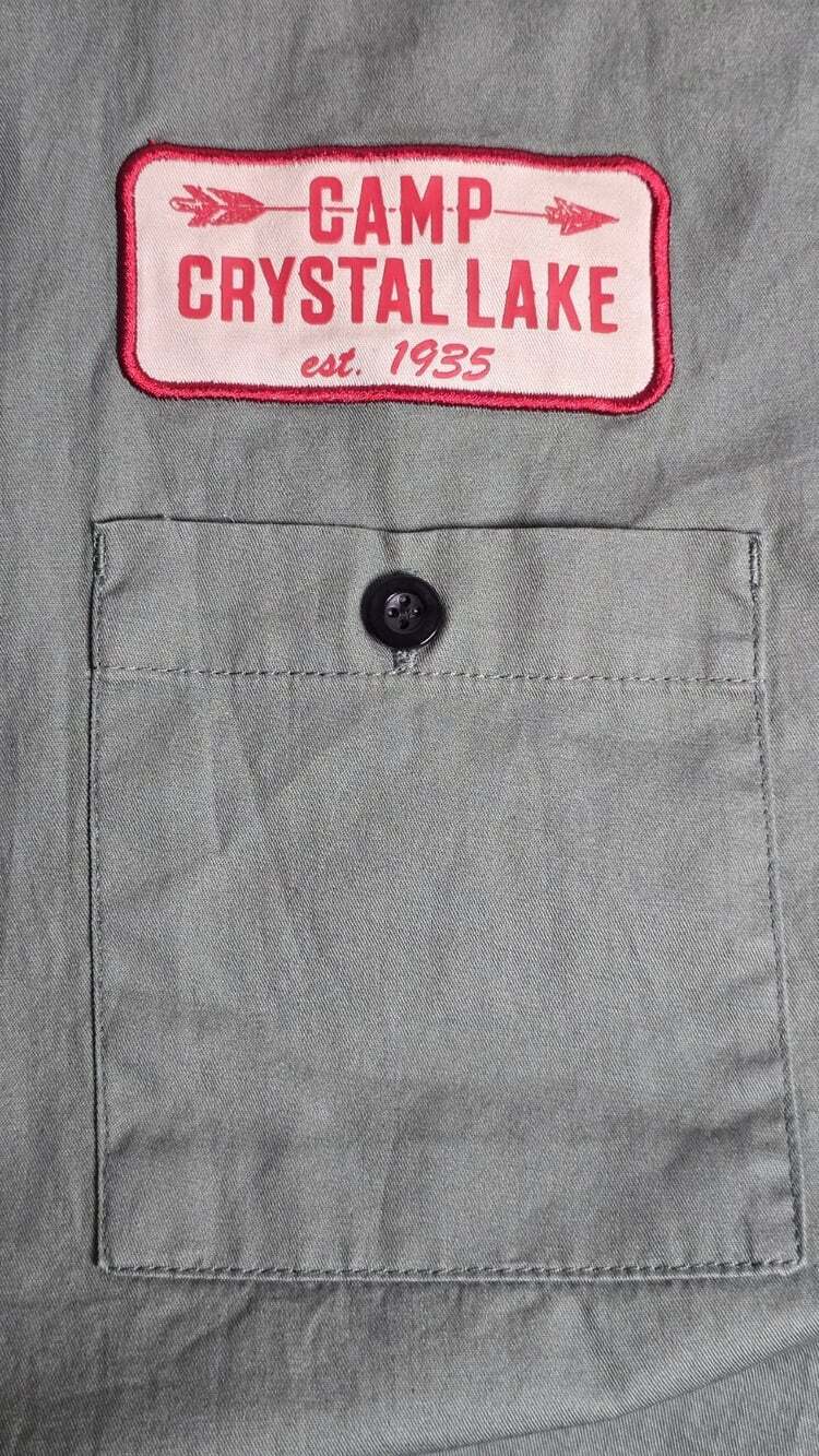 Friday the 13th Jason Voorhees Camp Crystal Lake Work Shirt Men’s Large Green - Picture 9 of 11